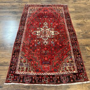 Antique Persian Tribal Rug 4x7, Red, Geometric Medallion, Handmade, Wool, Persian Zanjan Rug