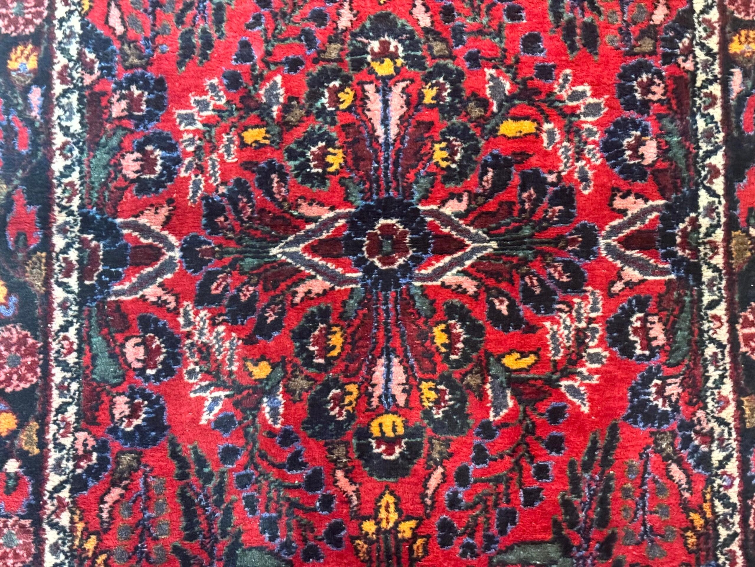 Persian Rug 3x5, Red Tribal Rug, Semi Antique, Wool Rug 3 x 5, Persian Hamadan Rug - Image 4