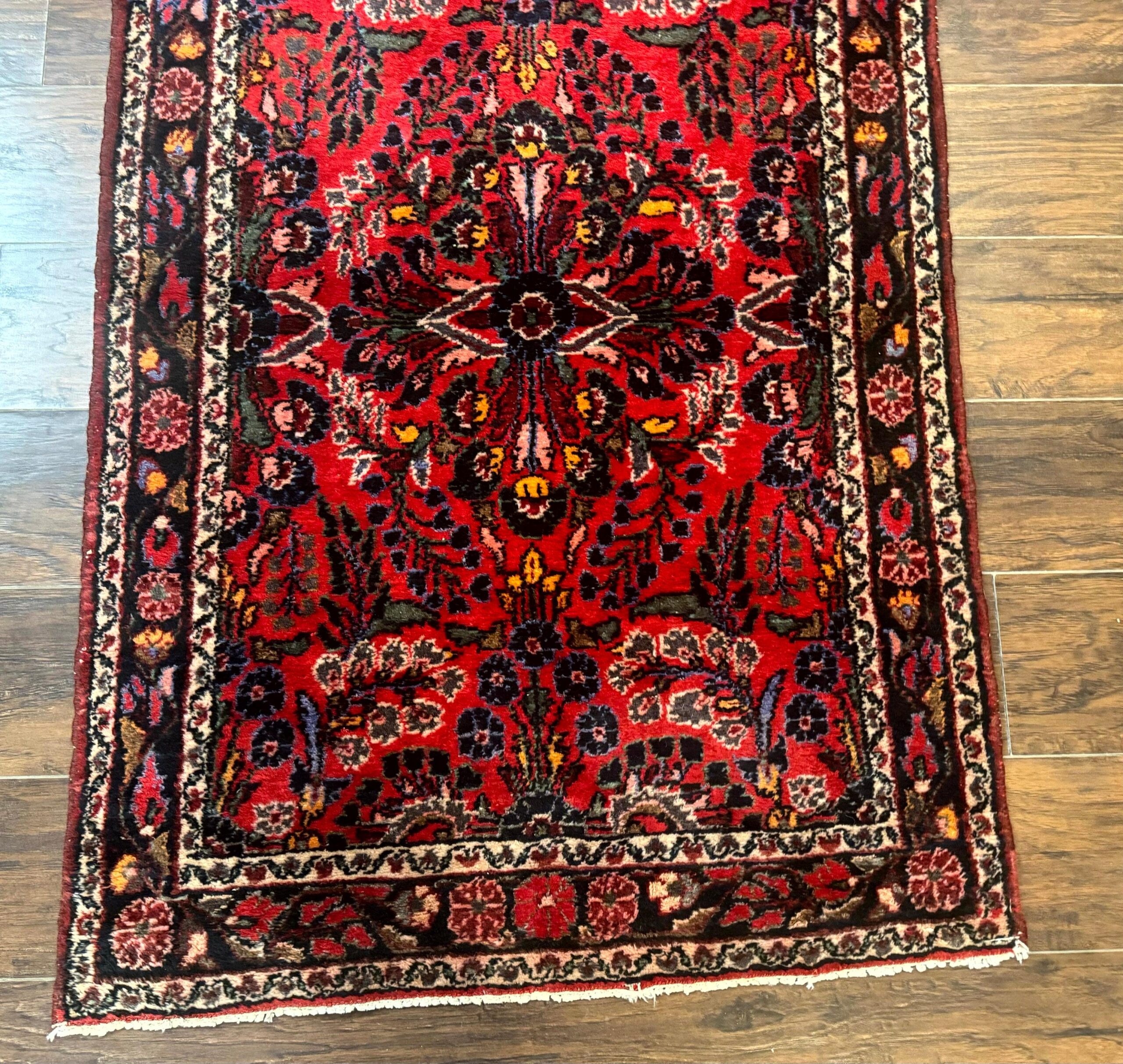 Persian Rug 3x5, Red Tribal Rug, Semi Antique, Wool Rug 3 x 5, Persian Hamadan Rug - Image 5