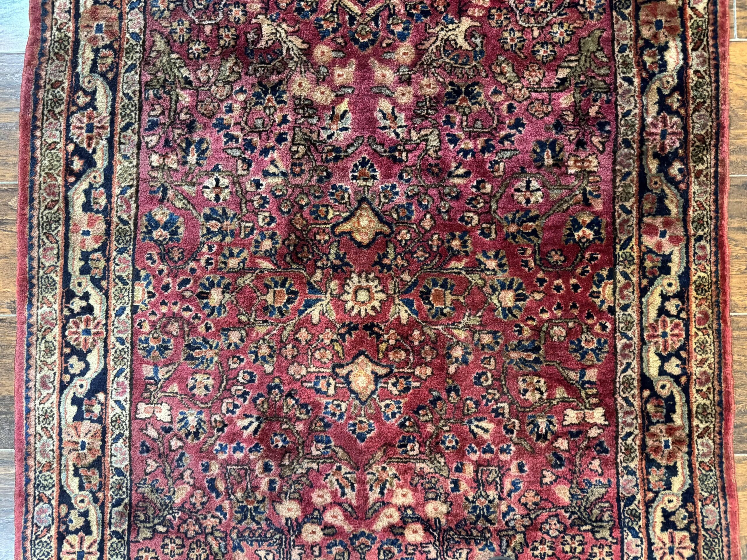 Persian Sarouk Rug 3x5, Antique Persian Carpet - Image 4